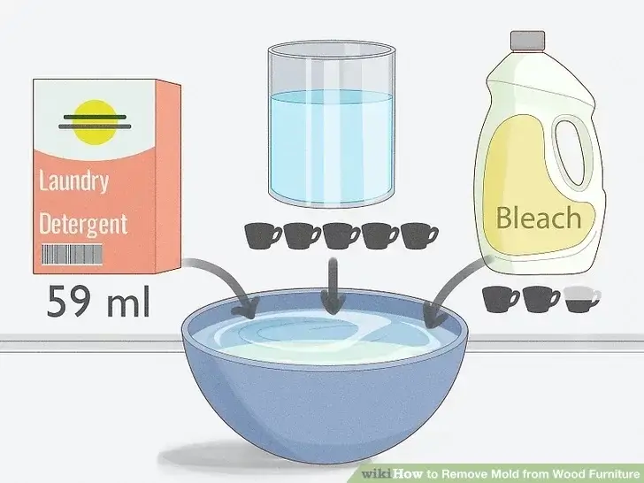 درست کردن محلول سفید کننده برای از بین بردن کپک روی مبلمان چوبی
